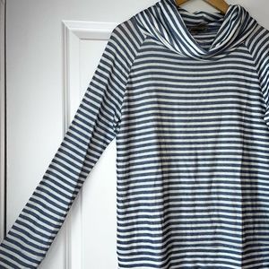 Ann Taylor Loft blue and white striped sweatshirt